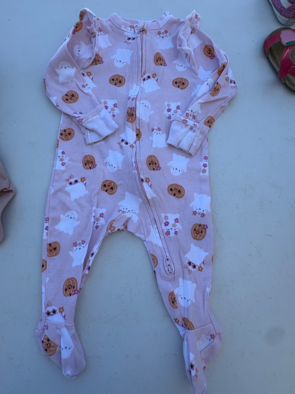 Old Navy Pink Halloween Ghost & Pumpkin Footed One-Piece